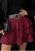 Zamszowa Sukně mini z falbankami Girly Time vínová