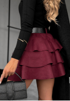 Zamszowa Sukně mini z falbankami Girly Time vínová
