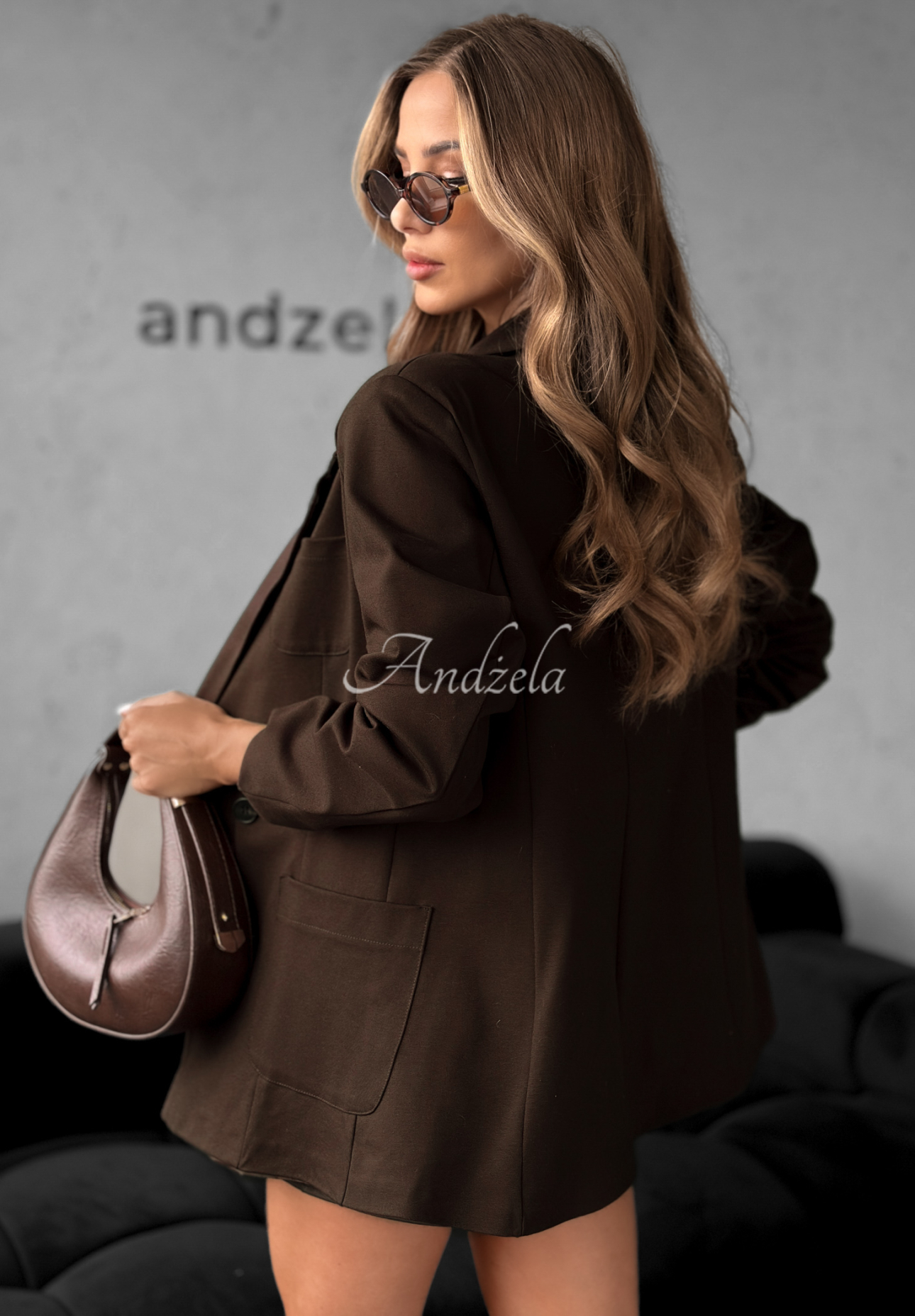 Viskózové dvouřadé sako s knoflíky Your Move čokoládová