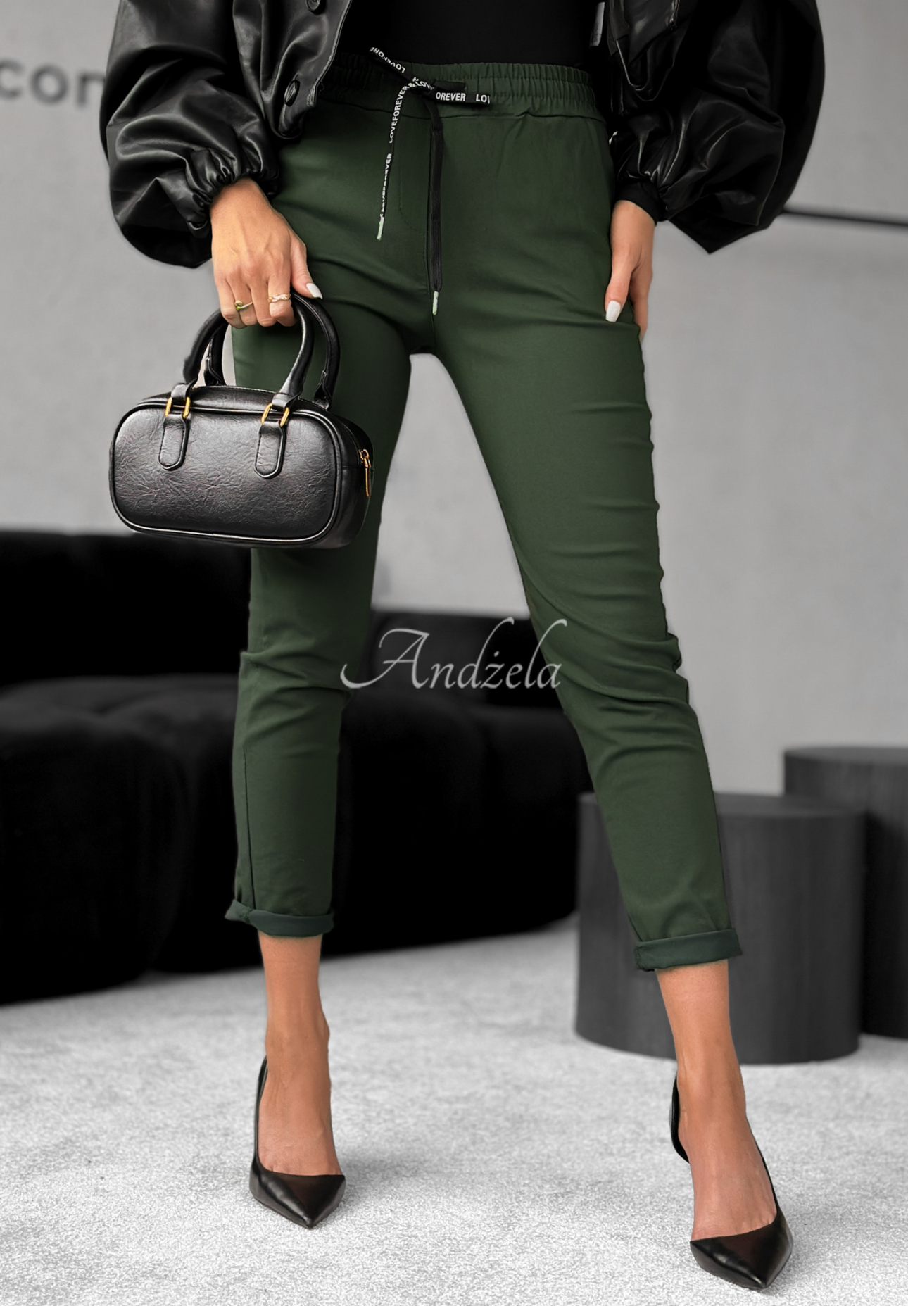 Kalhoty Harwinton tmavé khaki