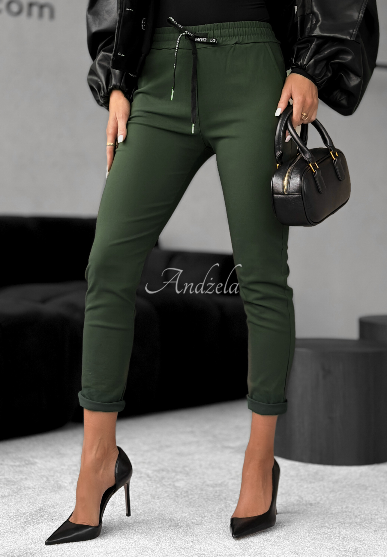 Kalhoty Harwinton tmavé khaki