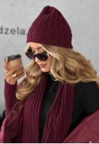 Vroubkovaný Souprava Čepice i szalik z kaszmirem Snow Dates vínový