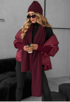 Vroubkovaný Souprava Čepice i szalik z kaszmirem Snow Dates vínový