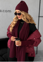 Vroubkovaný Souprava Čepice i szalik z kaszmirem Snow Dates vínový