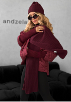 Vroubkovaný Souprava Čepice i szalik z kaszmirem Snow Dates vínový