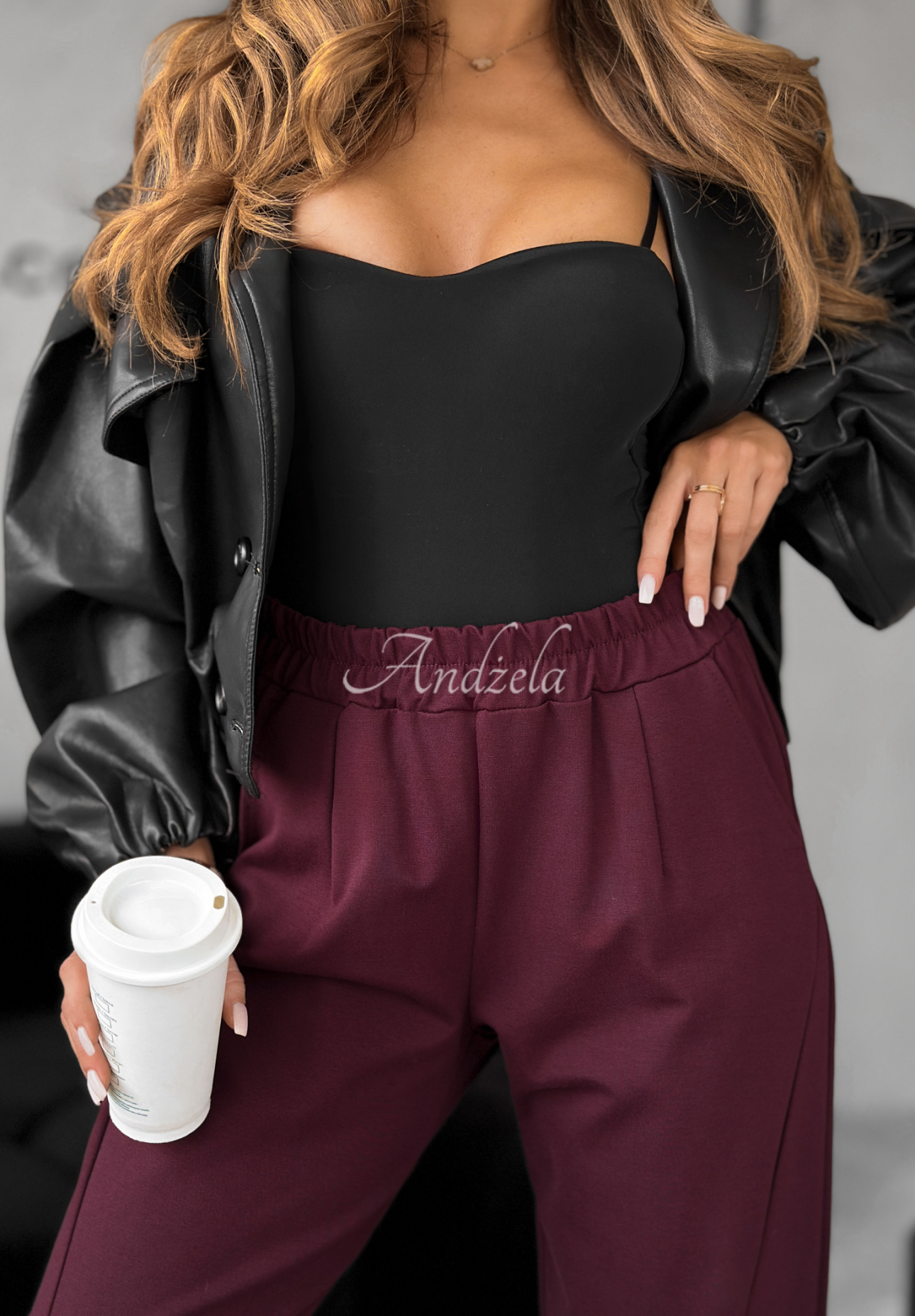 Viskózové kalhoty banana It Was Real bordové