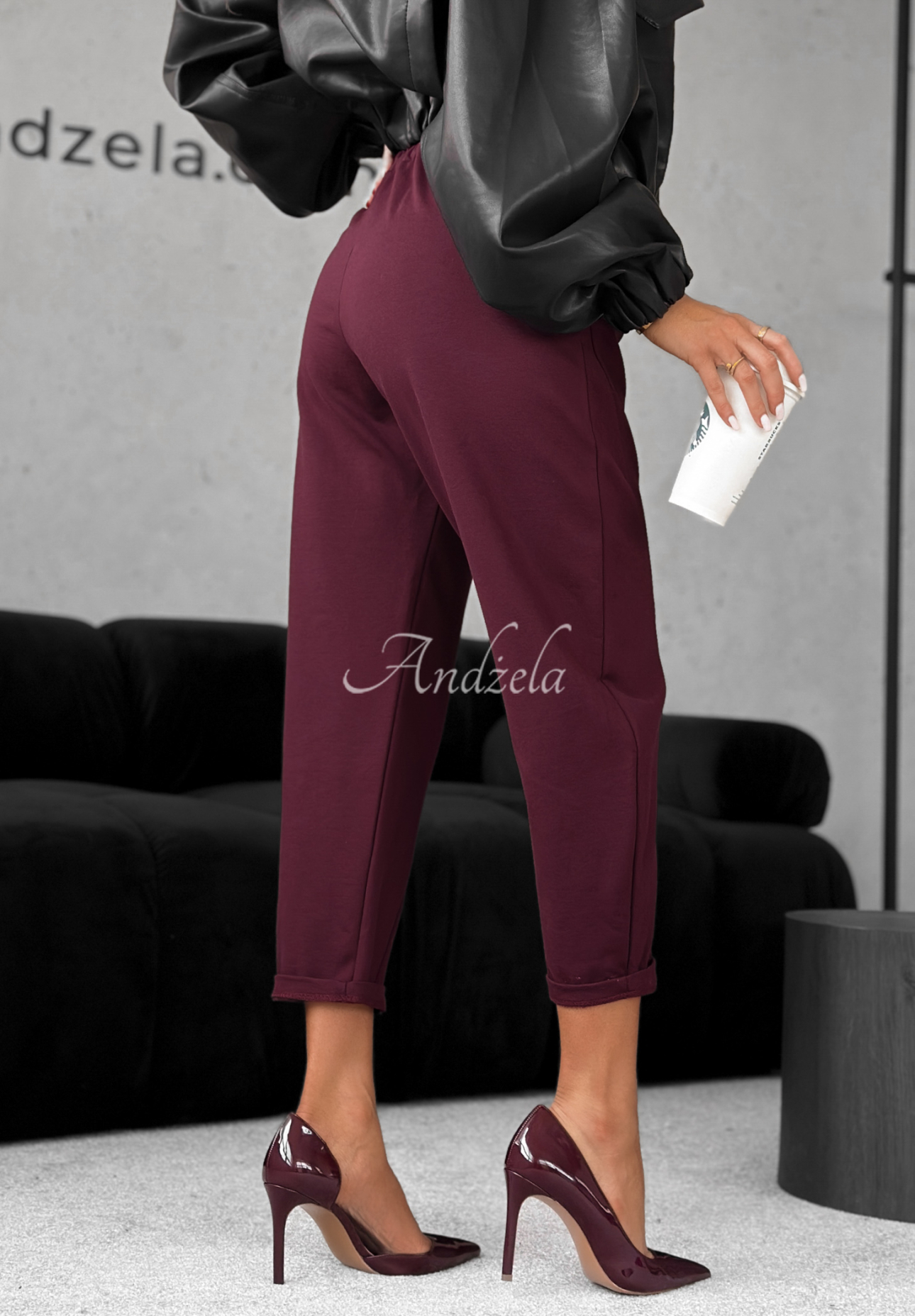 Viskózové kalhoty banana It Was Real bordové