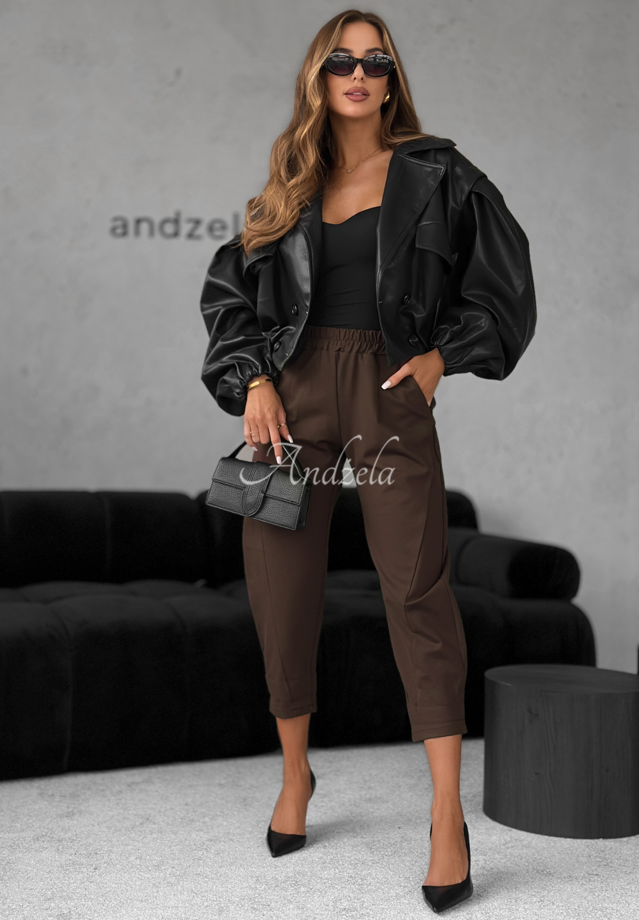 Viskózové kalhoty banana It Was Real čokoládové