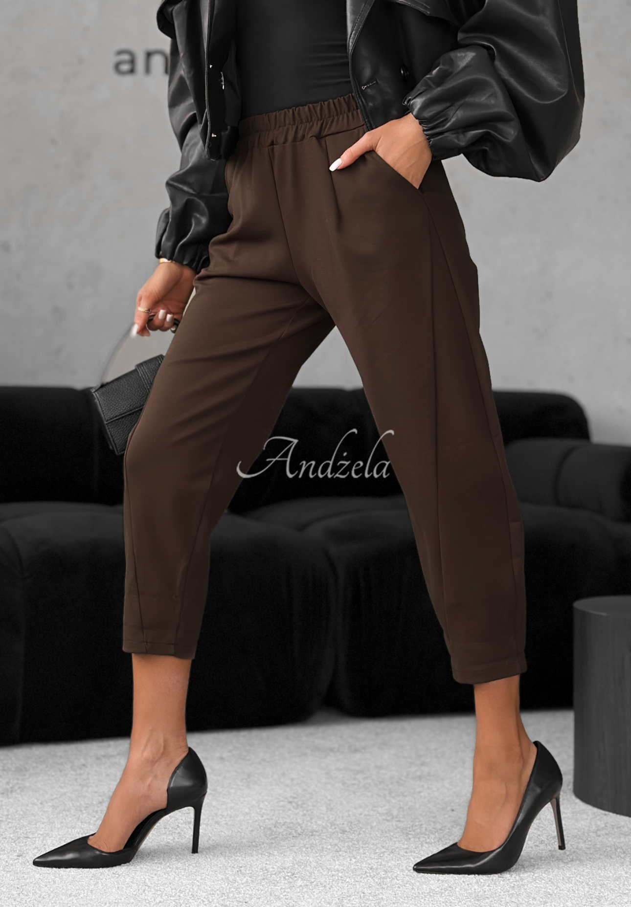 Viskózové kalhoty banana It Was Real čokoládové