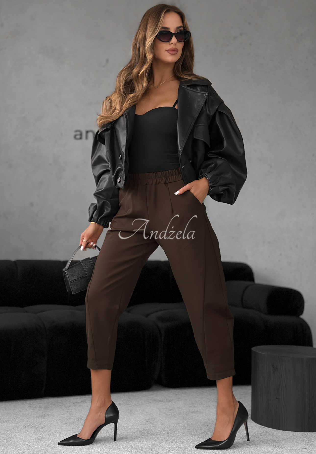 Viskózové kalhoty banana It Was Real čokoládové