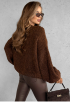 Krótki kardigan z bufkami Snow Hill čokoládový