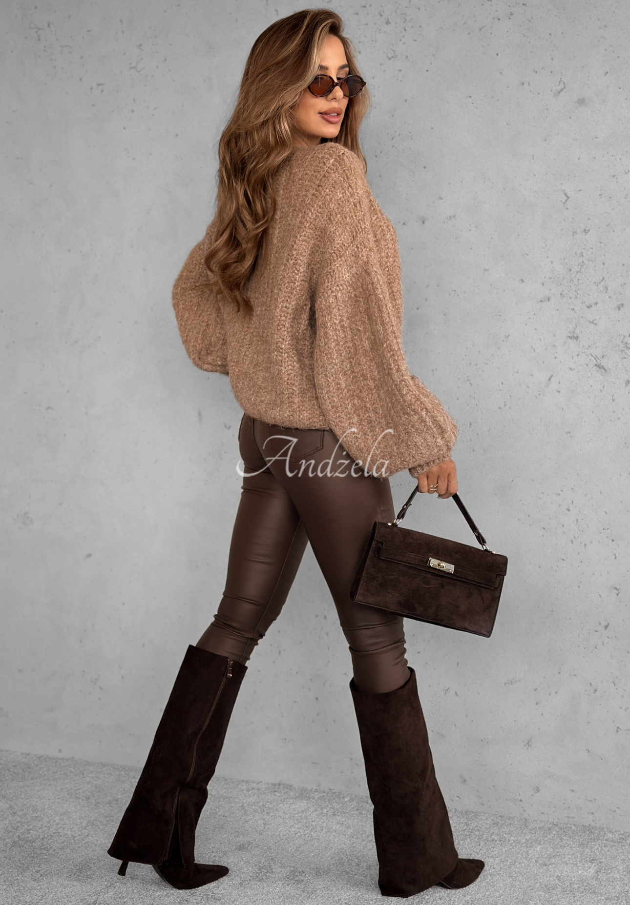 Viskózový krátký kardigan s nabíranými rukávy a vlnou Snow Hill béžový