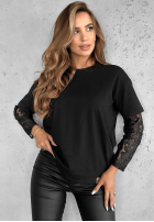 Tričko s krajkovými rukávy The Only Thing Černé