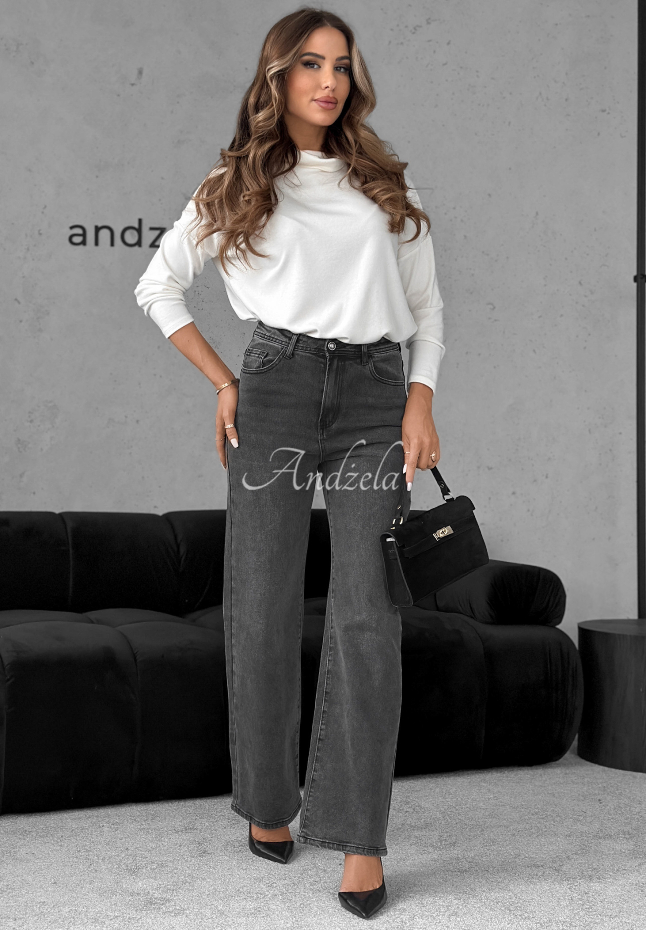 Džíny straight Make It Real tmavě šedé