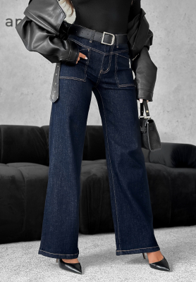 Džíny wide leg s páskem Still Learning granátové