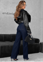 Kalhoty džínové  wide leg z paskiem Still Learning granátové