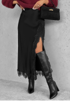 Satynowa Sukně midi z koronką Hot Topic černá