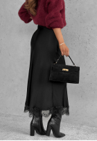 Satynowa Sukně midi z koronką Hot Topic černá