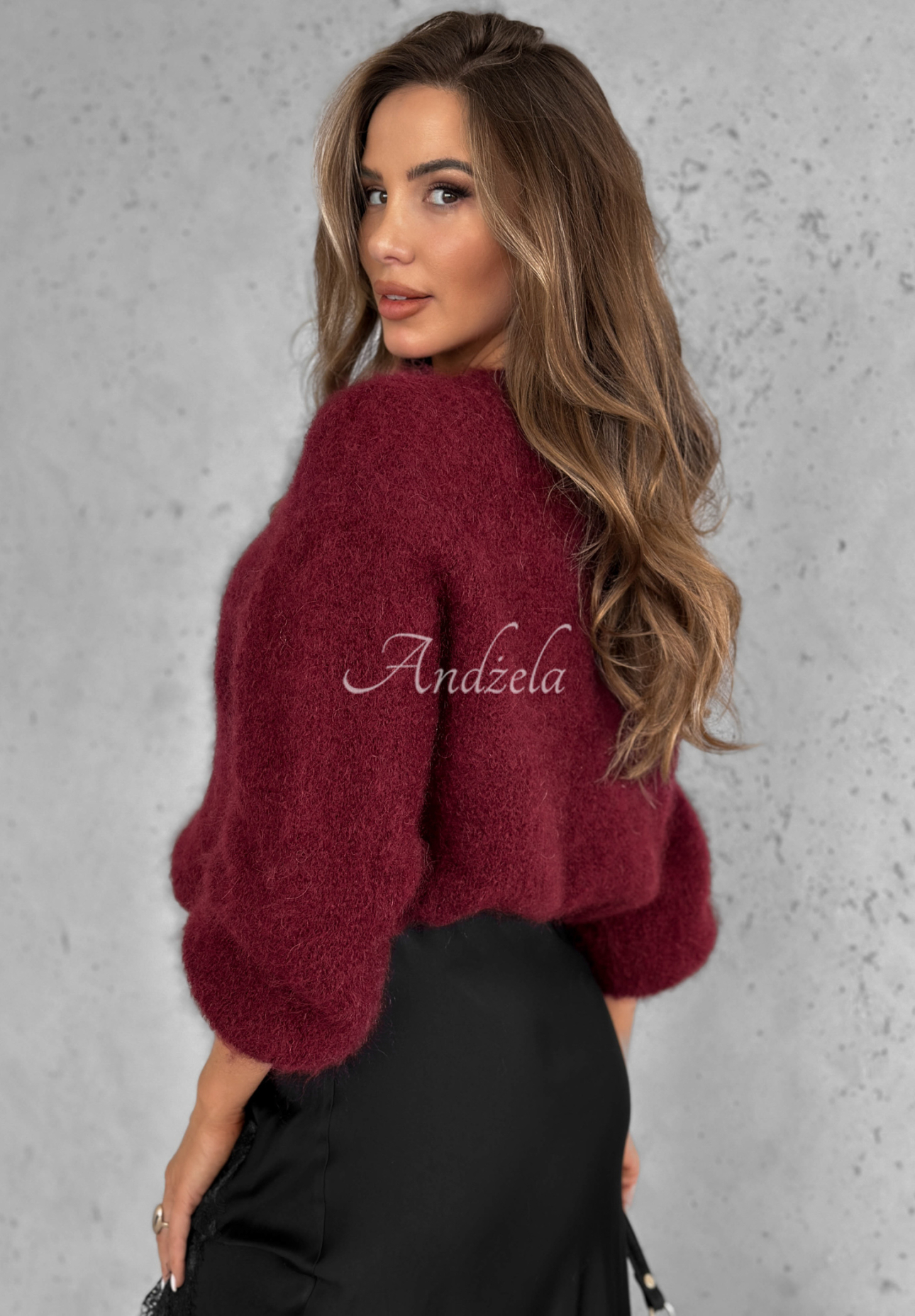 Mohérový svetr Warm Hug vínový