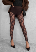 Koronkowe Punčocháče z zapiętkami Dreaming Of Lace čokoládové