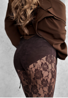 Koronkowe Punčocháče z zapiętkami Dreaming Of Lace čokoládové