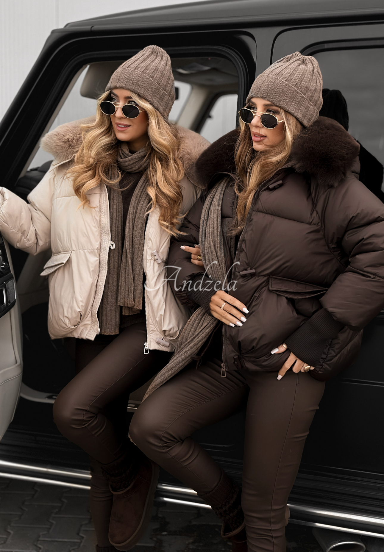 Prošívaná bunda s kapucí a kožíškem Little Snowman čokoládová