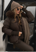 Prošívaná Bunda s kapucí i futerkiem Little Snowman čokoládová