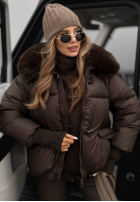 Prošívaná Bunda s kapucí i futerkiem Little Snowman čokoládová