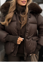 Prošívaná Bunda s kapucí i futerkiem Little Snowman čokoládová