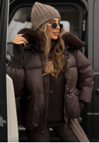 Prošívaná Bunda s kapucí i futerkiem Little Snowman čokoládová