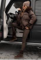 Prošívaná Bunda s kapucí i futerkiem Little Snowman čokoládová