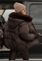 Prošívaná Bunda s kapucí i futerkiem Little Snowman čokoládová