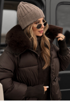 Prošívaná Bunda s kapucí i futerkiem Little Snowman čokoládová