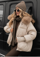 Prošívaná Bunda s kapucí i futerkiem Little Snowman béžová