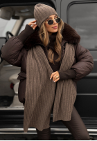 Vroubkovaný Souprava Čepice i szalik z kaszmirem Snow Dates béžový