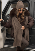 Vroubkovaný Souprava Čepice i szalik z kaszmirem Snow Dates béžový