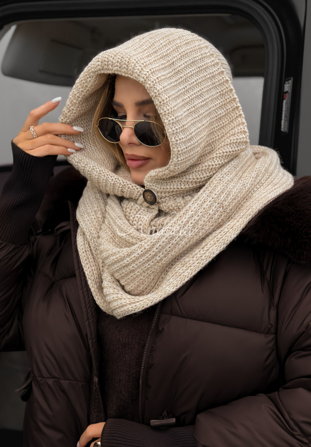N&aacute;krčn&iacute;k s kapuc&iacute; balaklava Shade Of Winter světle b&eacute;žov&yacute;
