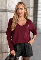 Lehký Svetr z dekoltem Sensibility vínový