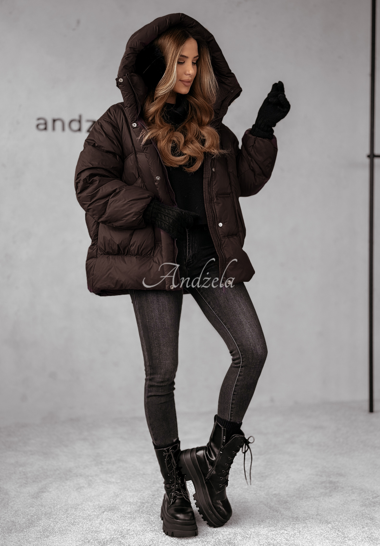 Péřová bunda Watch It Snow čokoládová