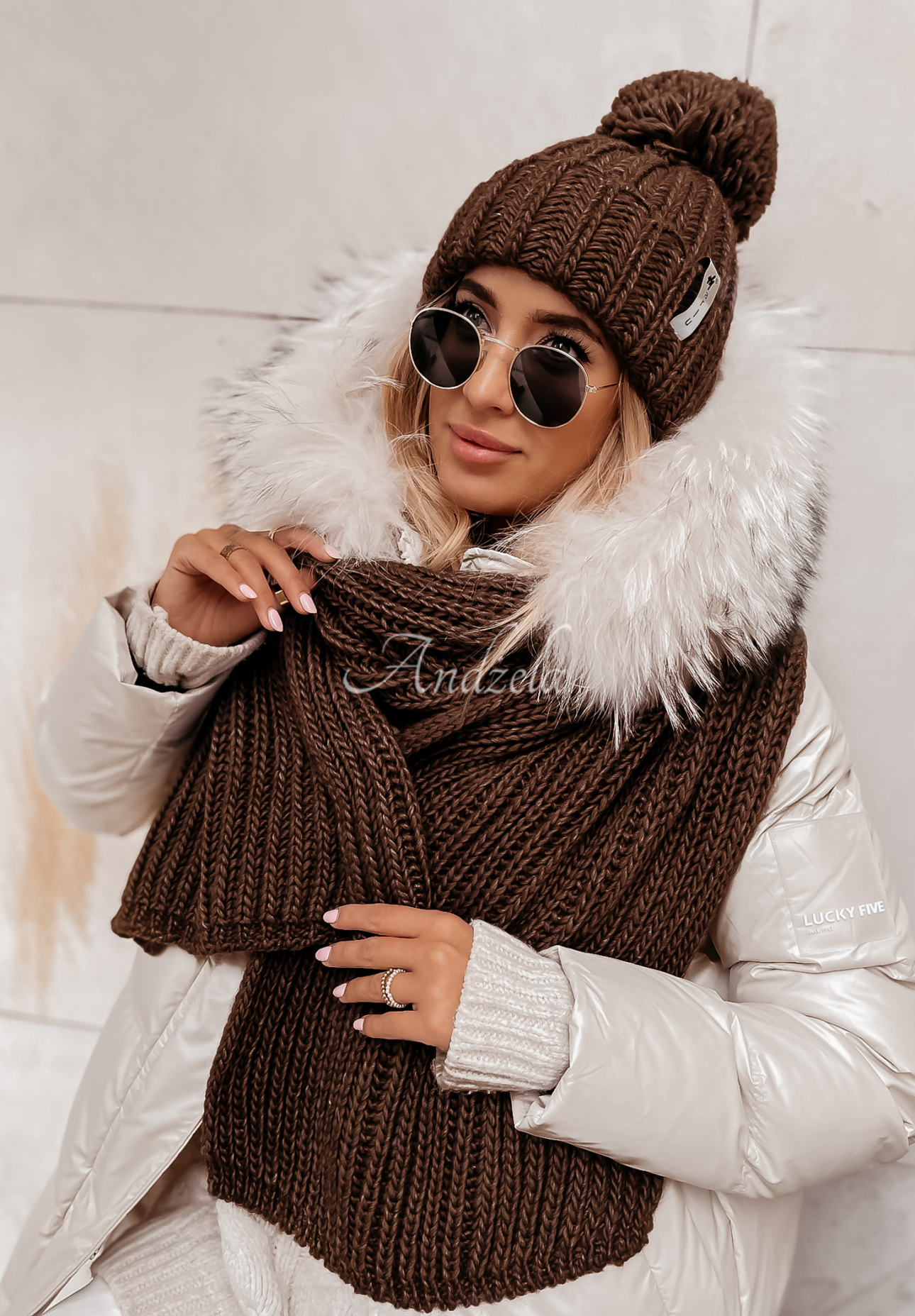 Pletená šála Laponia ciemnoczekoladowy