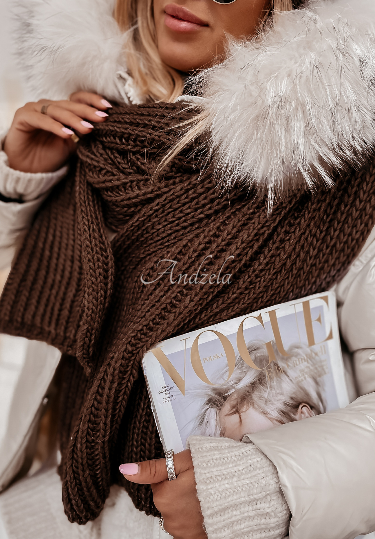 Pletená šála Laponia ciemnoczekoladowy