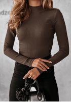 Prążkowana Halenka z półgolfem Believe In Tomorrow ciemnoczekoladowa