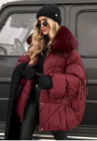 Prošívaná Bunda z futerkiem Cold Without You vínová