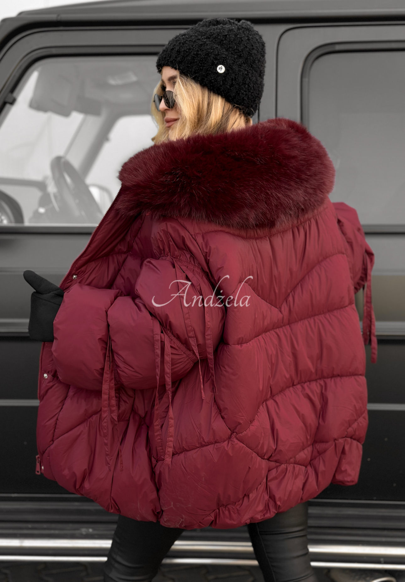 Prošívaná bunda s kožíškem Cold Without You vínová