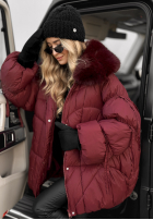 Prošívaná Bunda z futerkiem Cold Without You vínová