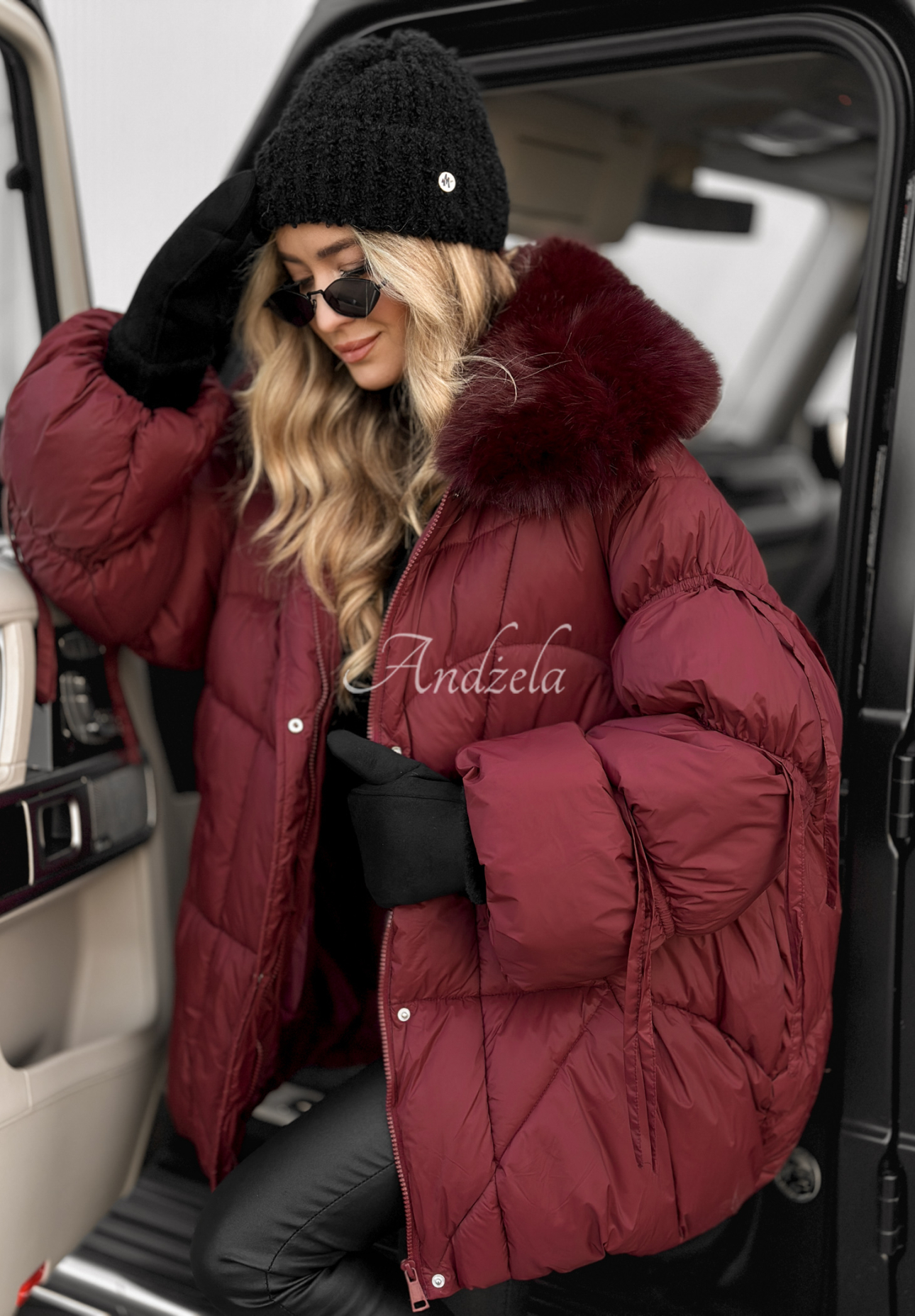 Prošívaná bunda s kožíškem Cold Without You vínová