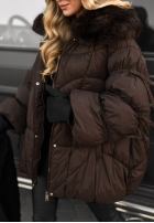 Prošívaná Bunda z futerkiem Cold Without You čokoládová