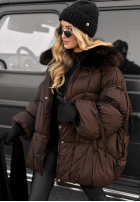 Prošívaná Bunda z futerkiem Cold Without You čokoládová