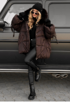 Prošívaná Bunda z futerkiem Cold Without You čokoládová