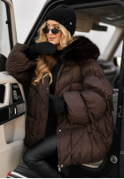 Prošívaná Bunda z futerkiem Cold Without You čokoládová